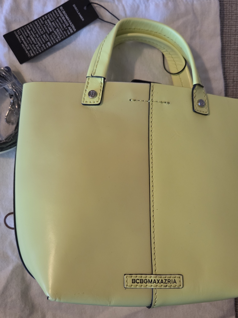 BCBGMAXAZRIA Lemon Yellow Structured Top-Handle Bag